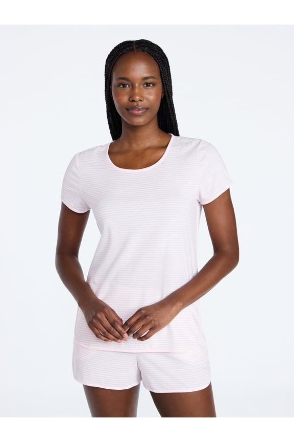 Women's Lightweight Short Sleeve Sleep Tee and Shorts Set, 2-Piece, Sizes XS-3X