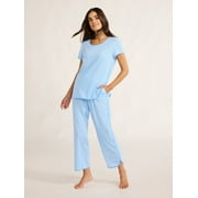 Joyspun Women's Sleep Tee and Pants Pajama Set, 2-Piece, Sizes XS-3X