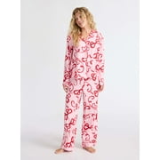 JOYSPUN Women's Long Sleeve Flannel Sleep Top and Pants Pajama Set, 2-Piece, Sizes XS-3X