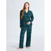 JOYSPUN Women's Long Sleeve Flannel Sleep Top and Pants Pajama Set, 2-Piece, Sizes XS-3X