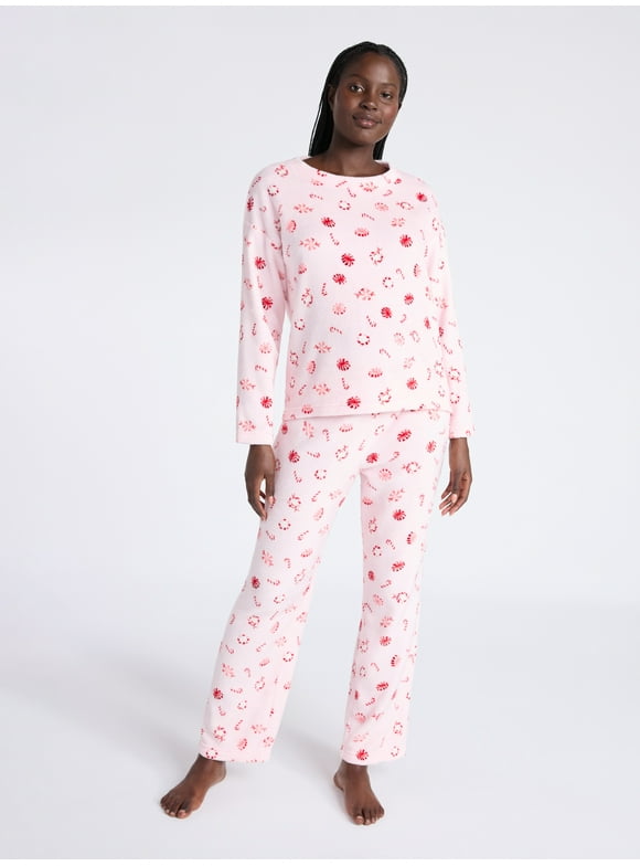 Women's Folded Giftable Plush Long Sleeve Top and Pants Pajamas Set, 2-Piece, Sizes S-3X