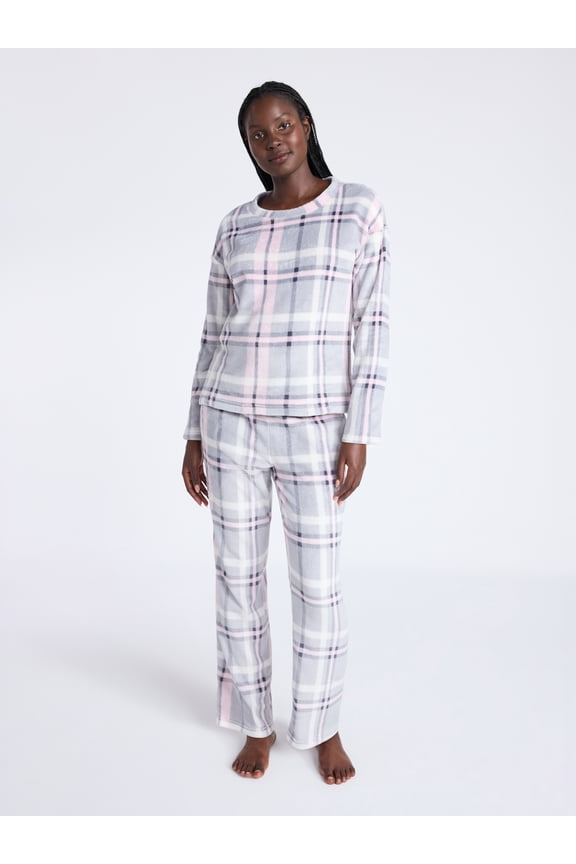 Women's Folded Giftable Plush Long Sleeve Top and Pants Pajamas Set, 2-Piece, Sizes S-3X