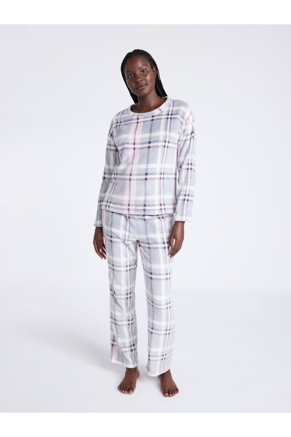 Women's Folded Giftable Plush Long Sleeve Top and Pants Pajamas Set, 2-Piece, Sizes S-3X