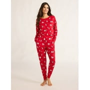 JOYSPUN Women’s Long Sleeve Tee and Jogger Pants Pajama Set, 2-Piece, Sizes S-3X