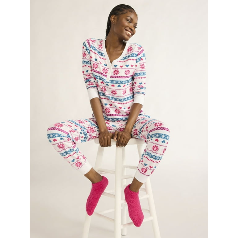 Joyspun Women's Velour Waffle Henley Sleep Set with Joggers and