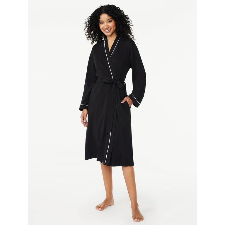 Joyspun Women's Long Sleeve Wrap Robe, Sizes S to 3X 