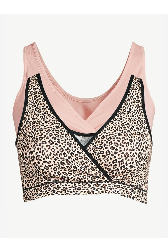 Women's Maternity Wrap Front Nursing Bra, 2-Pack, Sizes S to XXXL