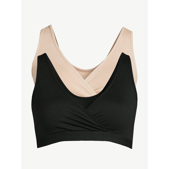 Joyspun Women's Maternity Wrap Front Nursing Bra, 2Pack, Sizes S to 3X