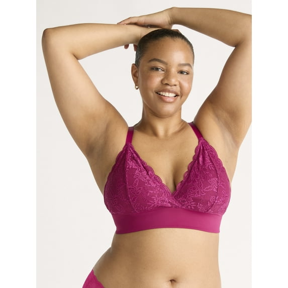 Joyspun Women's Micro and Lace Bralette, Sizes S-3XL