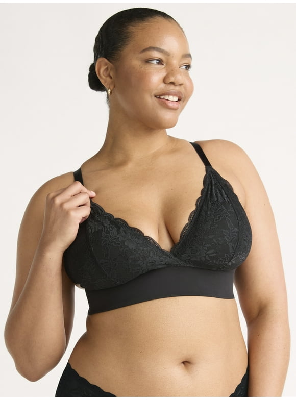 Women's Micro and Lace Bralette, Sizes S-3XL