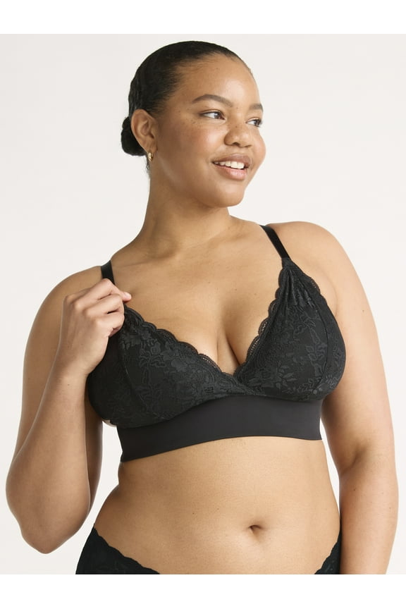 Women's Micro and Lace Bralette, Sizes S-3XL