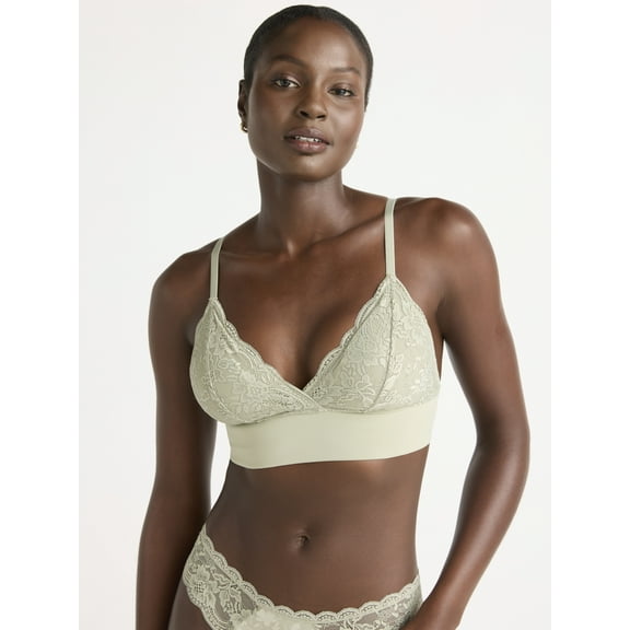 Joyspun Women's Micro and Lace Bralette, Sizes S-3XL