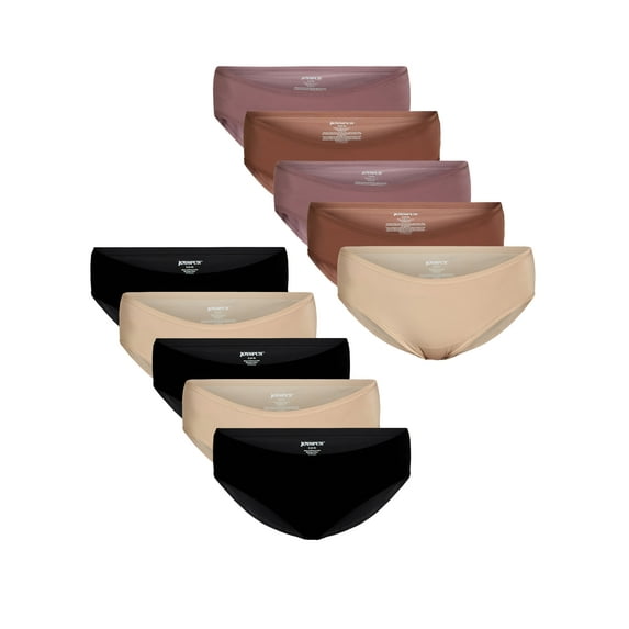 Joyspun Women's Microfiber Hipster Panties, 10-Pack, Sizes XS-3XL