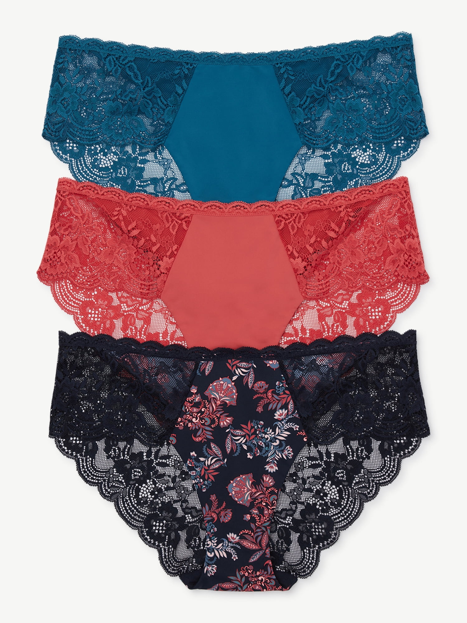 Joyspun Women's Microfiber Hipster Panties, 3Pack, Sizes XS to 3XL