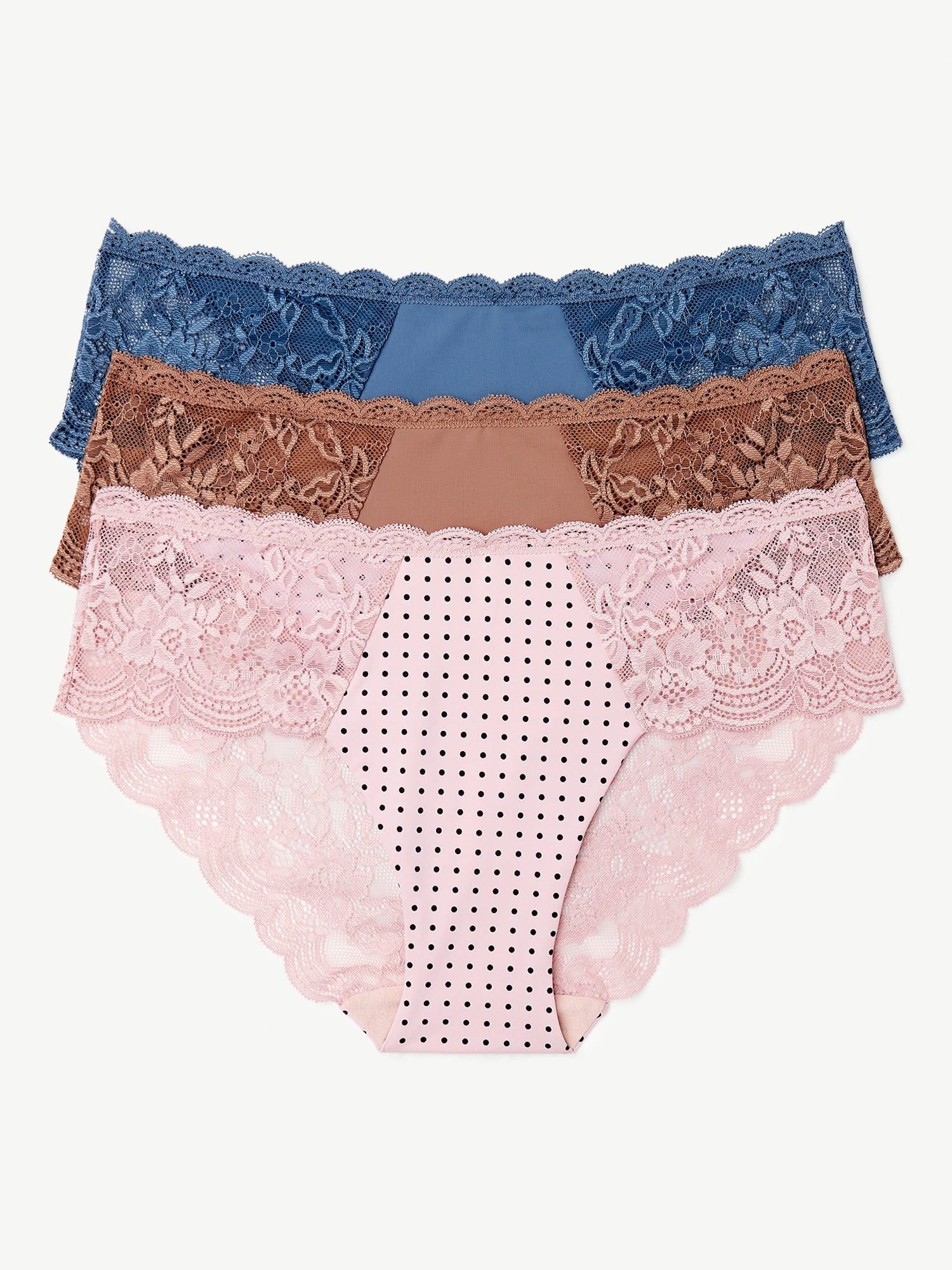 Joyspun Women's Microfiber Hipster Panties, 3-Pack, Sizes XS to 3XL 