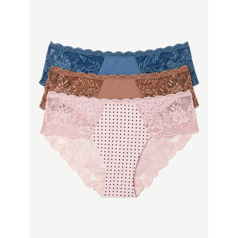 Joyspun Women's Microfiber Hipster Panties, 3-Pack, Sizes XS to