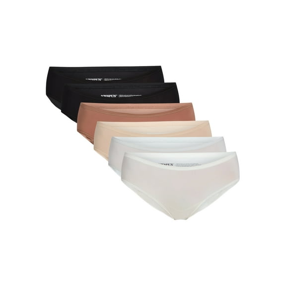Joyspun Women's Microfiber Hipster Panties, 6-Pack, Sizes XS-3XL