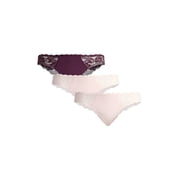 Joyspun Women Microfiber and Lace Cheeky Panties، 3-Pack، Sizes XS-3XL
