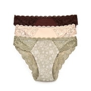 Joyspun Women Microfiber and Lace Cheeky Panties، 3-Pack، Sizes XS-3XL