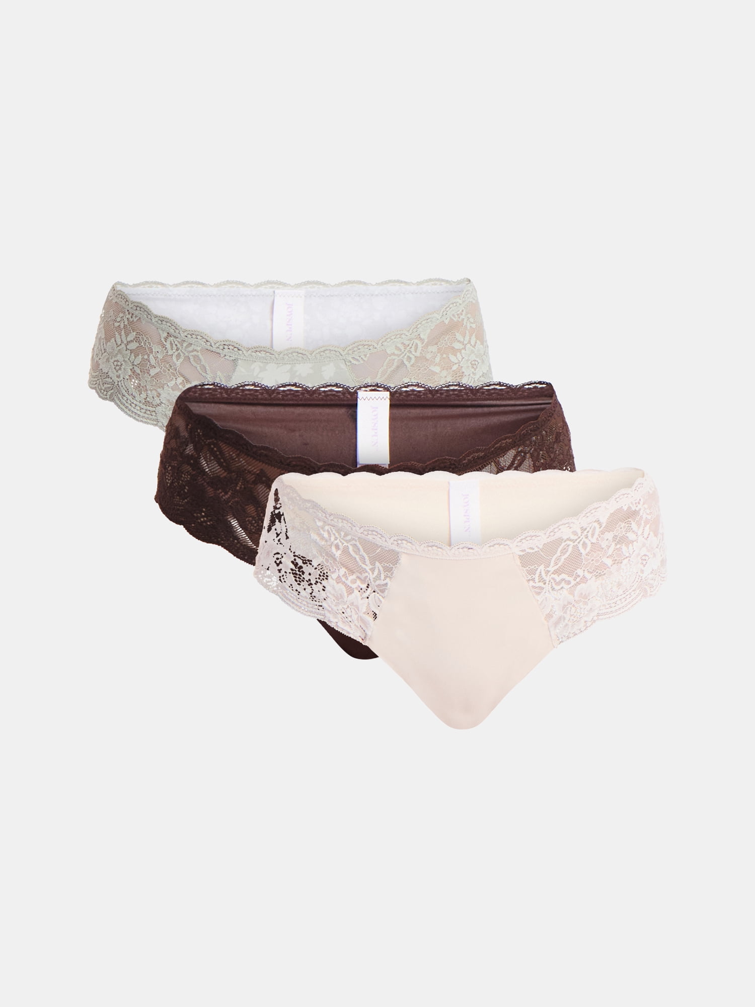 Joyspun Women's Microfiber and Lace Hipster Panties, 3-Pack, Sizes XS-3XL