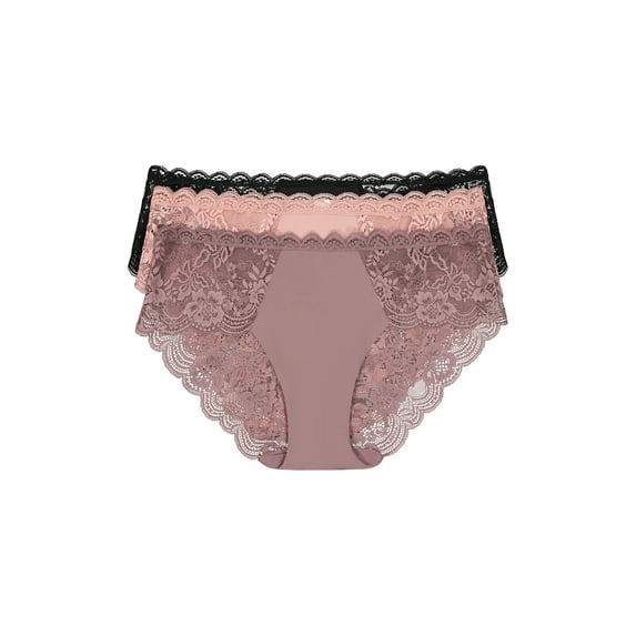 Joyspun Women's Microfiber and Lace Hipster Panties, 3-Pack, Sizes XS-3XL