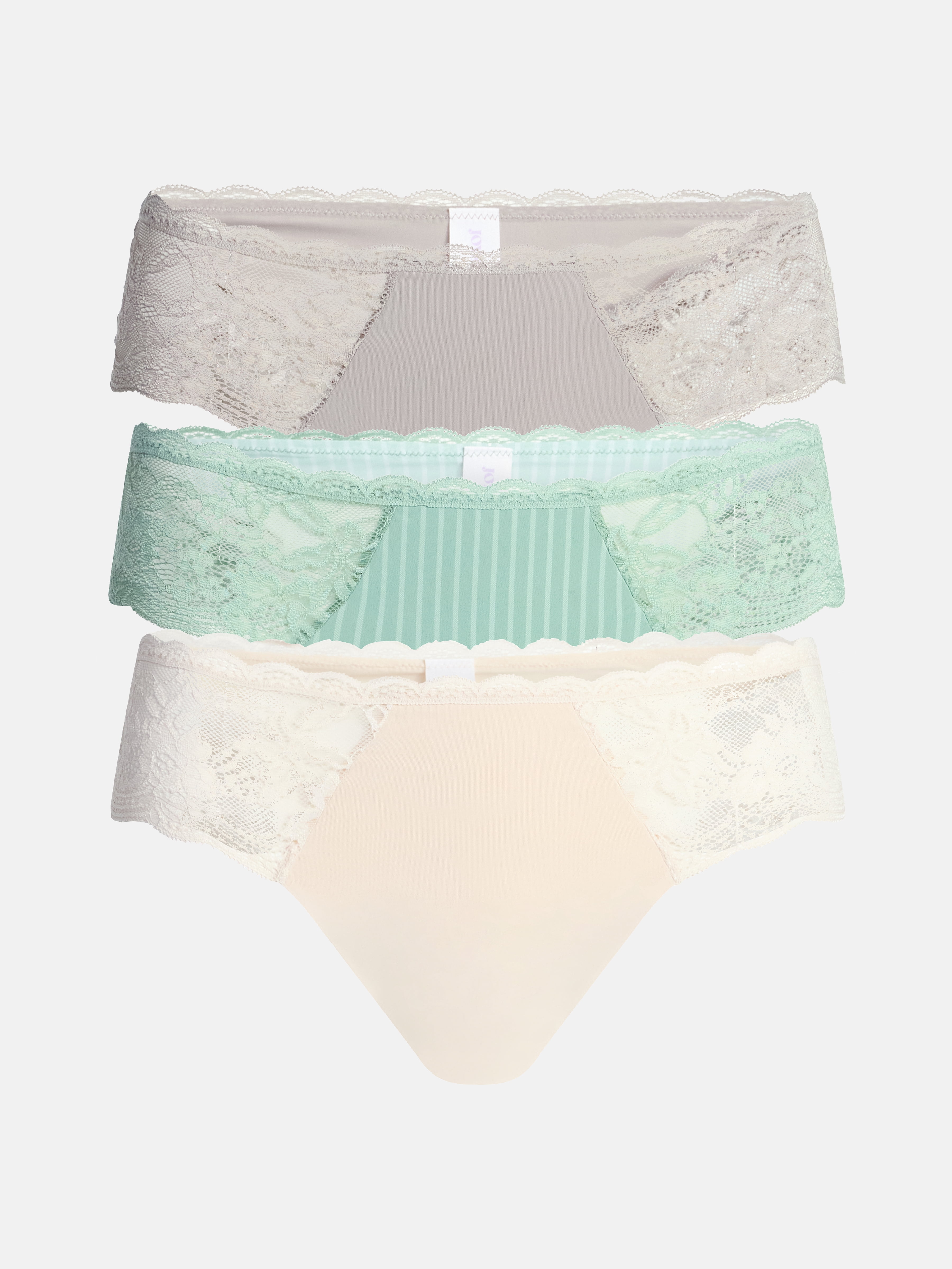Joyspun Women's Microfiber and Lace Hipster Panties, 3-pack, Sizes to 3XL