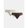 thumbnail image 1 of Joyspun Women's Microfiber and Lace Thong Panties, 3-Pack, Sizes XS-3XL, 1 of 7