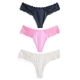 thumbnail image 1 of Joyspun Women's Microfiber and Lace Thong Panties, 3-Pack, Sizes XS-3XL, 1 of 2
