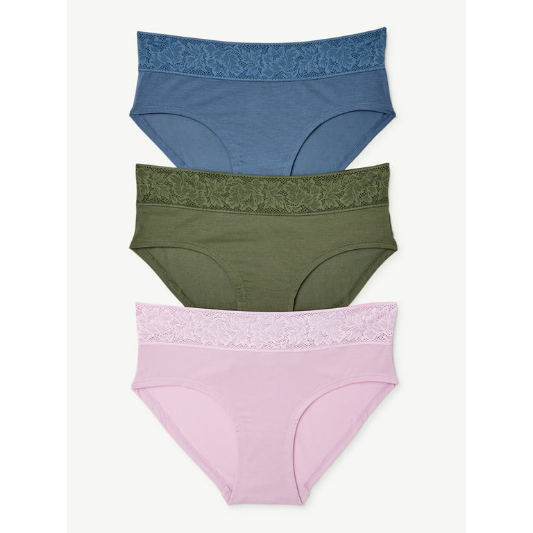 Joyspun Women's Modal and Lace Hipster Panties, 3-Pack, Sizes S to 3XL