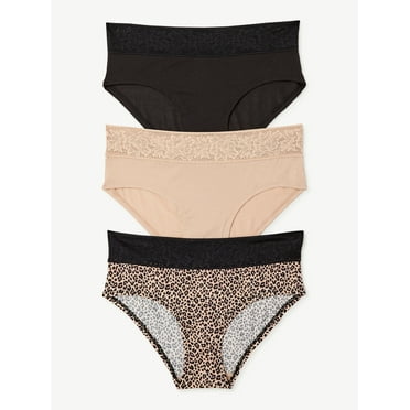 Joyspun Women's Modal and Lace Hipster Panties, 3-Pack, Sizes S to 3XL