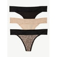 thumbnail image 1 of Joyspun Women's Modal and Lace Thong Panties, 3-Pack, Sizes S to 3XL, 1 of 3