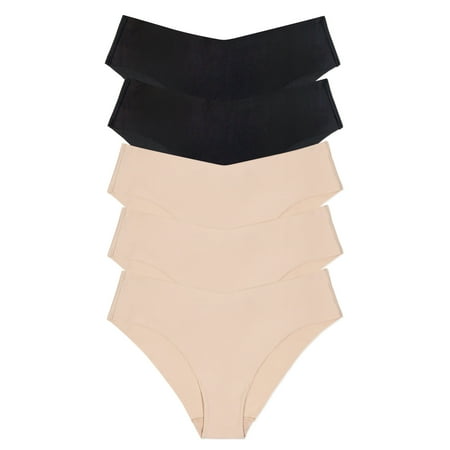 Joyspun Women's No Show Freecut Cheeky Panties, 5-Pack, Sizes XS-3XL