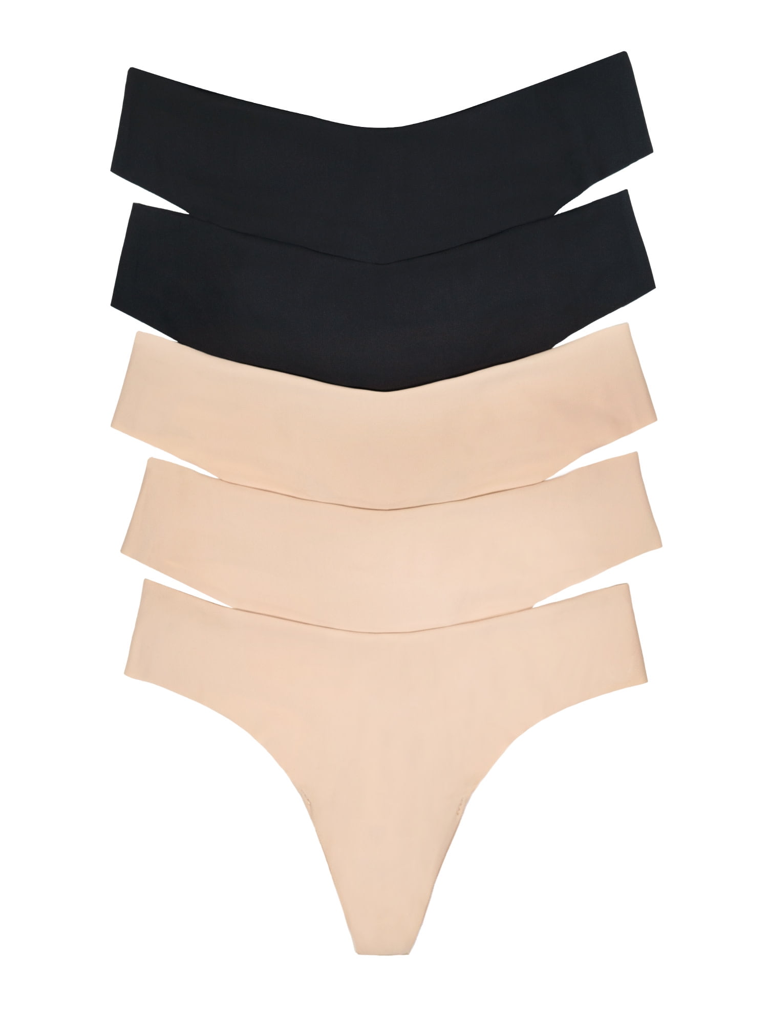 Joyspun Women's No Show Freecut Thong Panties, 5-Pack, Sizes