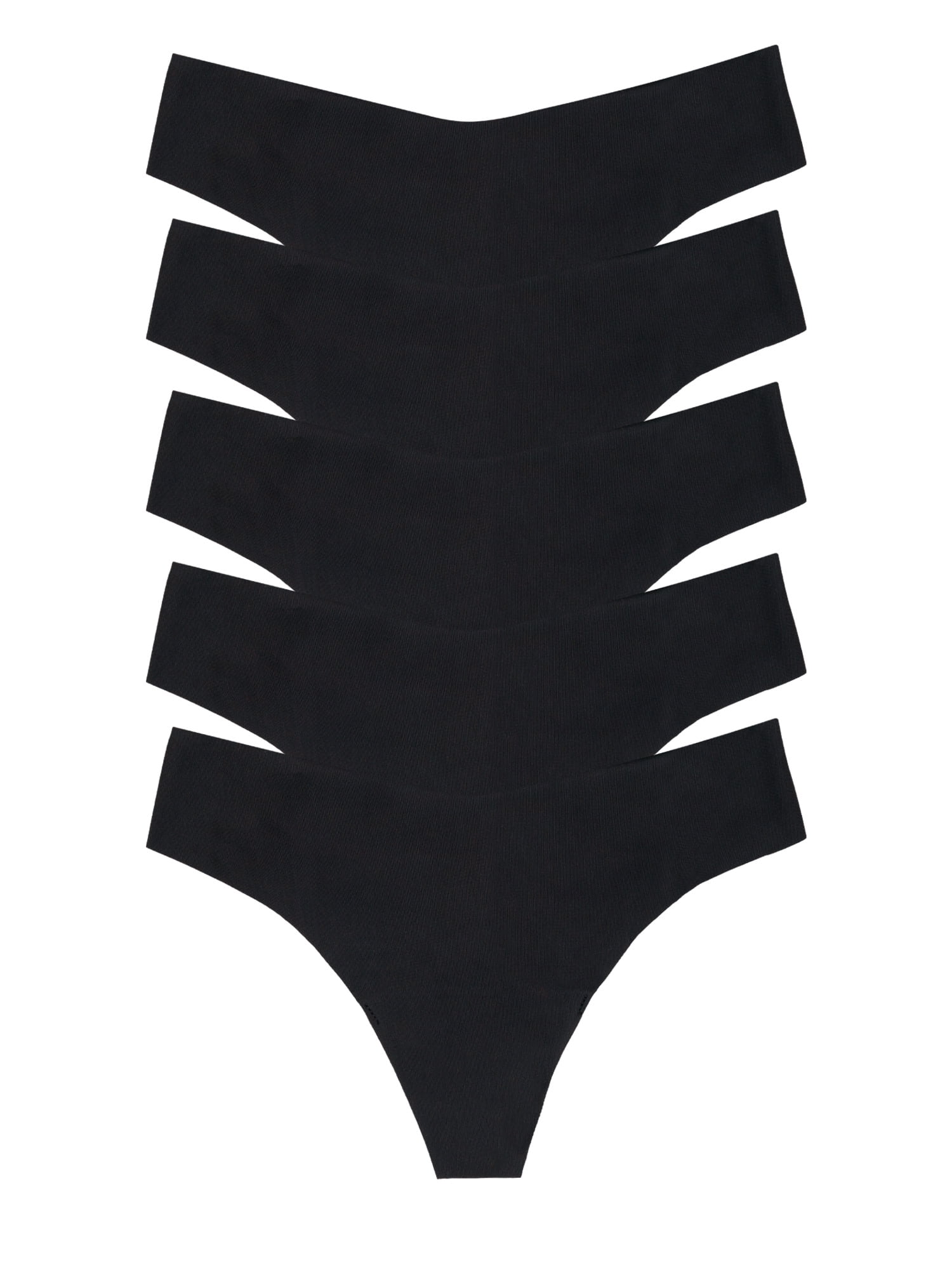 Joyspun Women's No Show Freecut Thong Panties, 5-Pack, Sizes XS to 3X, Style JS691PK