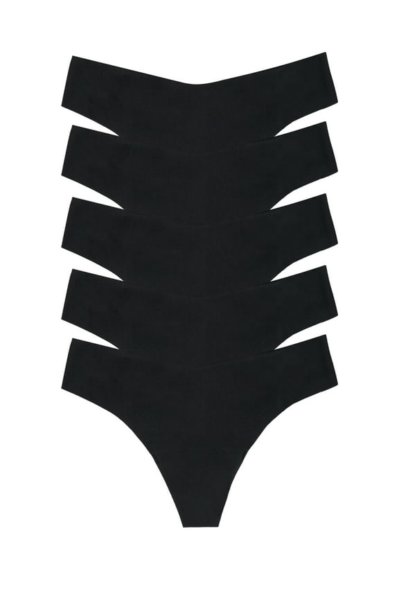 Women's No Show Freecut Thong Panties, 5-Pack, Sizes XS to 3X, Style JS691PK