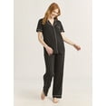 thumbnail image 1 of Joyspun Women’s Notch Collar Top & Long Pants Pajama Set, 2-Piece, Sizes S-3X, 1 of 5