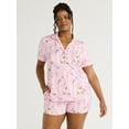 thumbnail image 1 of Joyspun Women's Dreamy Soft Collection Notch Collar Top and Shorts Pajama Set, 2-Piece, Sizes XS-3X, 1 of 6