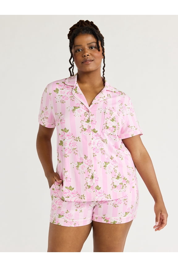 Women's Dreamy Soft Collection Notch Collar Top and Shorts Pajama Set, 2-Piece, Sizes XS-3X