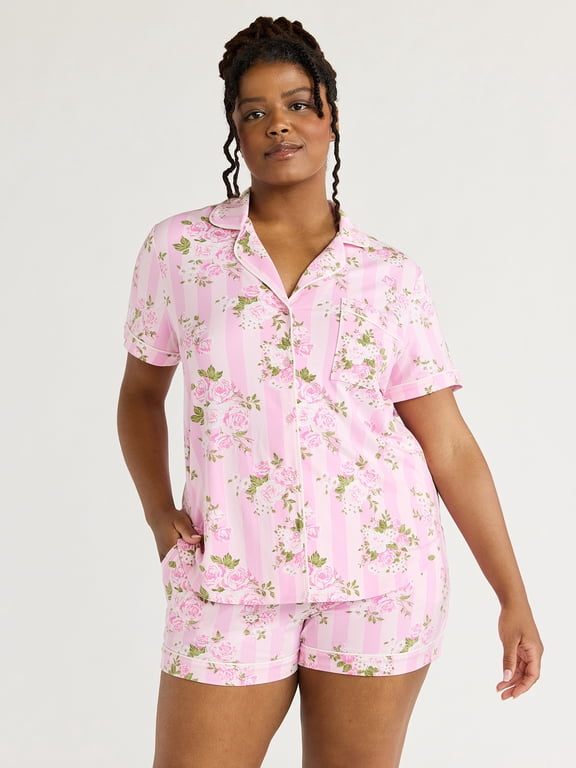 Women's Dreamy Soft Collection Notch Collar Top and Shorts Pajama Set, 2-Piece, Sizes XS-3X