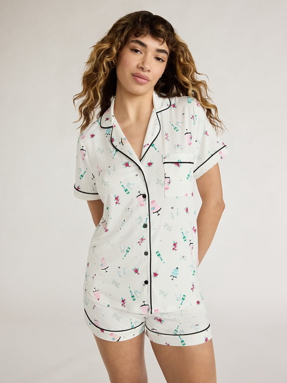 Women's Dreamy Soft Collection Notch Collar Top and Shorts Pajama Set, 2-Piece, Sizes XS-3X