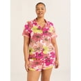 thumbnail image 1 of Joyspun Women’s Notch Collar Top and Shorts Pajama Set with Piping, 2-Piece, Sizes XS-3X, 1 of 7