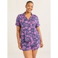 thumbnail image 1 of Joyspun Women’s Notch Collar Top and Shorts Pajama Set with Piping, 2-Piece, Sizes XS-3X, 1 of 7