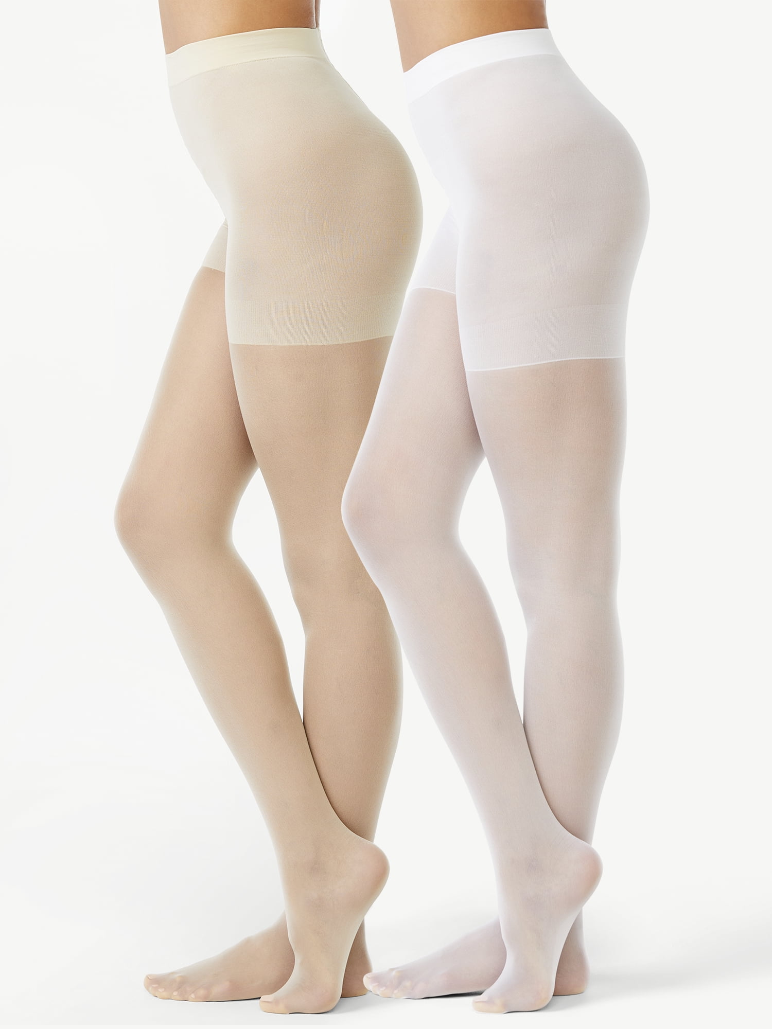 Braided Chain/Solid Control Top Tights 2 Pack