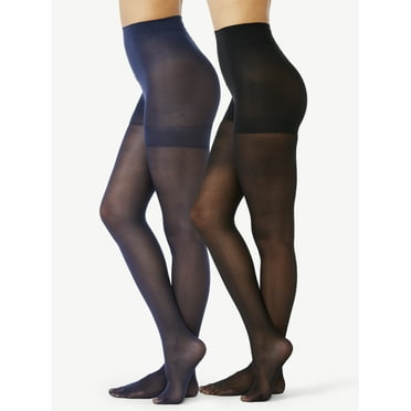 Joyspun Women's Opaque Control Top Tights, 2-Pack, Sizes S-3XL
