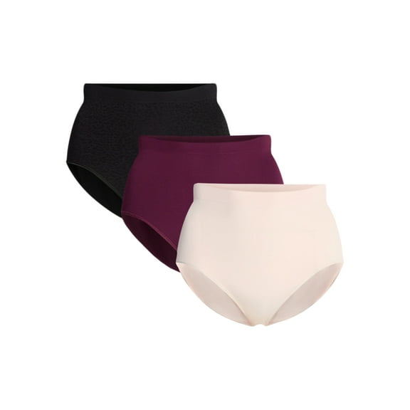 Joyspun Women's Plus Seamless Brief Panties, 3-Pack, Sizes 1X-5X
