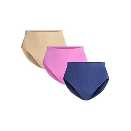 Joyspun Women's Plus Seamless Hi-Cut Panties, 3-Pack, Sizes 1X-5X