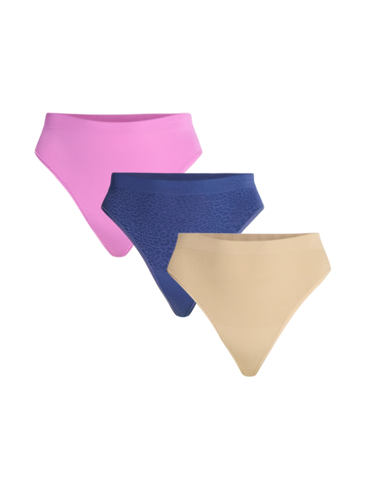 Joyspun Women's Plus Seamless Thong Panties, 3-Pack, Sizes 1X-5X