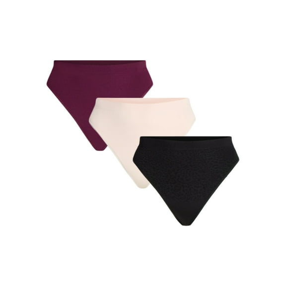 Joyspun Women's Plus Seamless Thong Panties, 3-Pack, Sizes 1X-5X