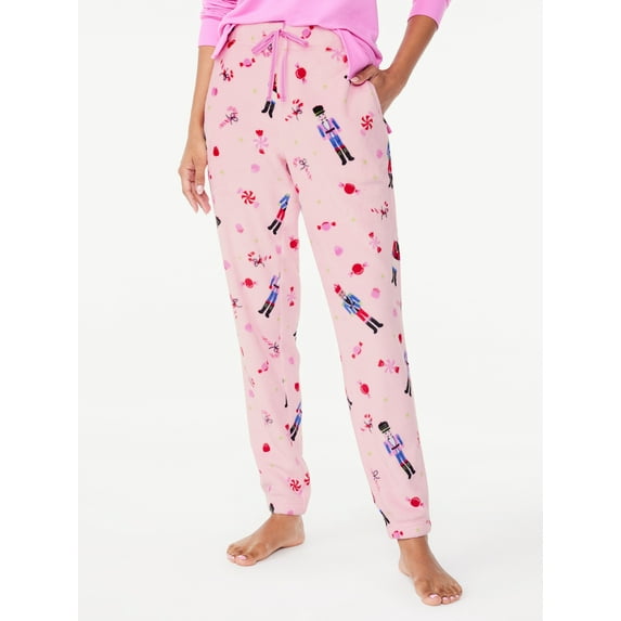 Joyspun Women's Plush Fleece Sleep Joggers, Sizes XS to 3X