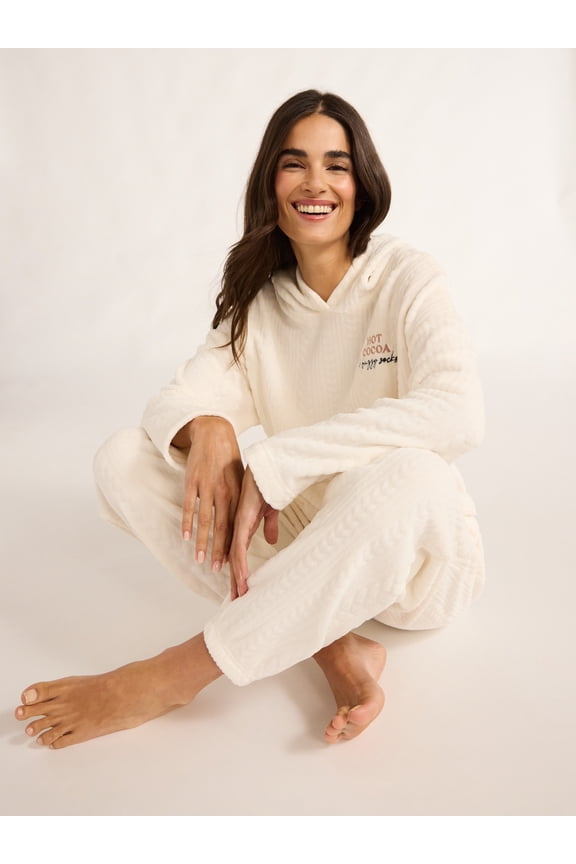Women's Plush Hoodie and Joggers Pajama Set, 2-Piece, Size XS-3X